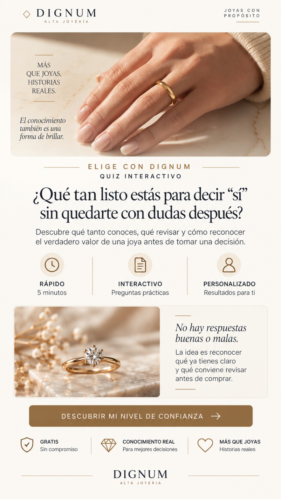 Quiz interactivo de Dignum en pantalla de teléfono